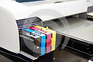 Ink cartridges in printer for textile