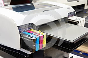 Ink cartridges in printer for textile