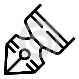 Ink dipping pen icon outline vector. Sketching metallic pencil