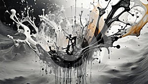 Ink Explosion: Abstract Monochrome Splatters