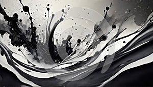 Ink Explosion: Abstract Monochrome Splatters