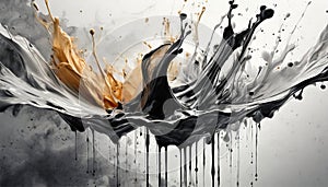 Ink Explosion: Abstract Monochrome Splatters