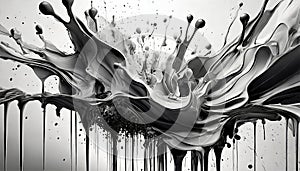 Ink Explosion: Abstract Monochrome Splatters