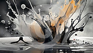 Ink Explosion: Abstract Monochrome Splatters