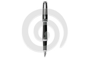 Ink fountain pen isolated on a white background. Luxury Black metal Retro pen for corporate identity and branding