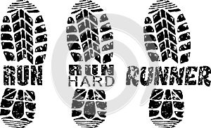 ink grunge sport footprints with phrase running