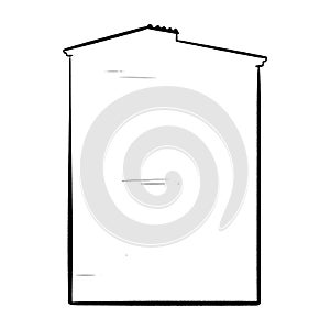 Ink hand-drawn vector. Outline of an Italian house. Readable lines, minimalist design. Ideal for travel logos, brochures