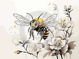 Ink Harmony: Bee SumiE Illustration