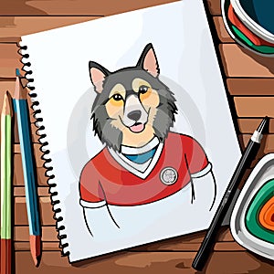 Ink and Inspiration: Wolf's Football Sketch