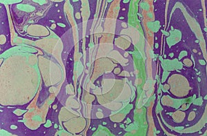 Ink marble texture. Ebru handmade wave background. Kraft paper surface. Unique art illustration. Liquid marbling texture