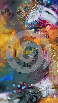 Ink mix background glitter dye bubbles swirls