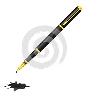 Ink pen and blot vector illustration