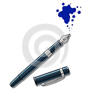 Ink pen and blot vector illustration