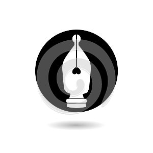 Ink Pen in circle icon with shadow