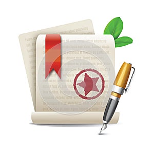 ink pen and document. Vector illustration decorative design