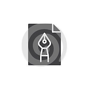 Ink pen and paper document vector icon