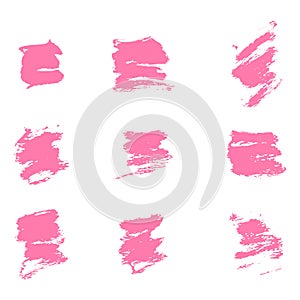 Ink pink blot set. Abstract stain. Isolate on a white background