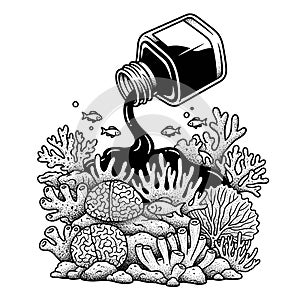 Ink Spill Threatens Coral Reef Ecosystem