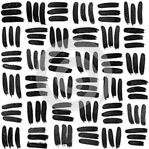 Ink Seamless Pattern. Abstract print with brush strokes. Monochrome hand drawn texture. Artistic tileable background