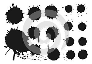 Ink splash drops stains grunge spatters vector set