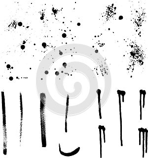 Ink splashes and brushes photo