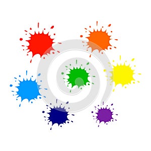 Ink splashes colorful vector.Vector paint splat.