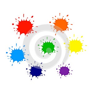 Ink splashes colorful vector.Vector paint splat. photo