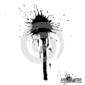 Ink splatter elements on white background . Vector
