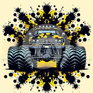 Ink Splatter Monster Truck Madness - AI generated image
