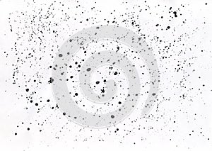 Ink splatter splashes isolated on white background. Hand drawn ink texture backdrop