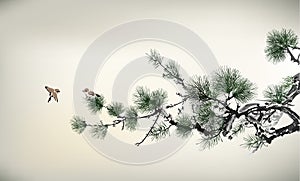 Ink style Pine Tree