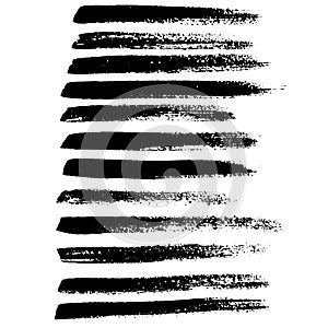 Ink vector brush strokes set. Vector illustration. Grunge hand drawn watercolor texture.