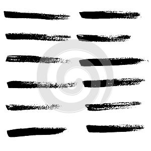 Ink vector brush strokes set. Vector illustration. Grunge hand drawn watercolor texture.