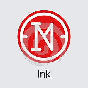 Ink Virtual Currency. Vector INK Element. Digital Coin Icon.