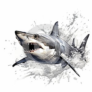 Ink Wash Painter Captures The Dynamic Essence Of A White Shark