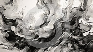 Ink wash painting: An evocative, abstract composition, featuring fluid, expressive brushstrokes and a sense of depth and movement