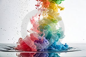 Ink in water rainbow color explosion photo