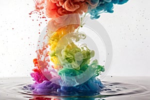 Ink in water rainbow color explosion photo
