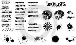 Inkblots, brushes, spots and patterns in vector