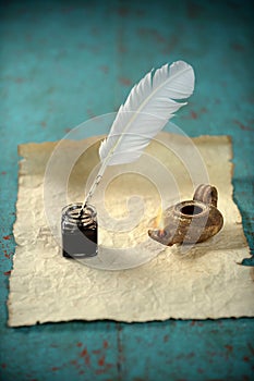 Inkwell and Ancient Lamp