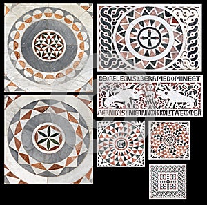 Inlaid marble Gothic ornaments