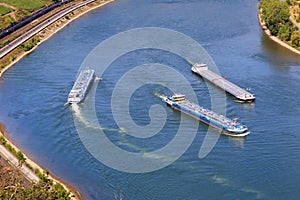 Inland river ships on the Rhine