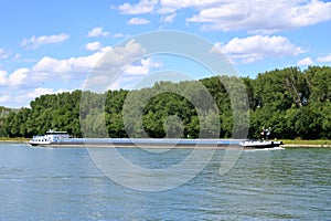 Inland shipping transport on the rhine river near germersheim