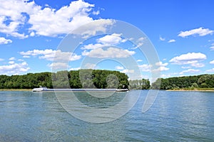 Inland shipping transport on the rhine river near germersheim