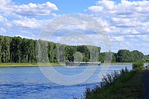 Inland shipping transport on the rhine river near germersheim