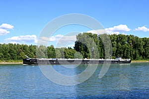 Inland shipping transport on the rhine river near germersheim