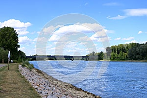 Inland shipping transport on the rhine river near germersheim