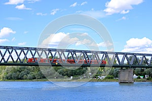 Inland shipping transport on the rhine river near germersheim