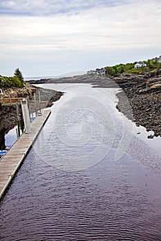 Inlet to Marina at Perkins Cove Harbor in Oginquit Maine