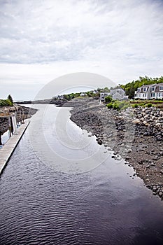 Inlet to Marina at Perkins Cove Harbor in Oginquit Maine photo